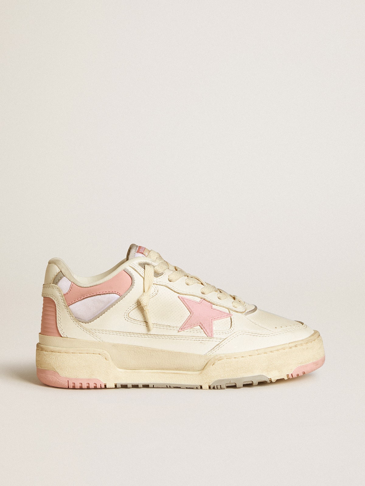 Golden Goose Women’s Forty2 with pink star and white leather heel tab