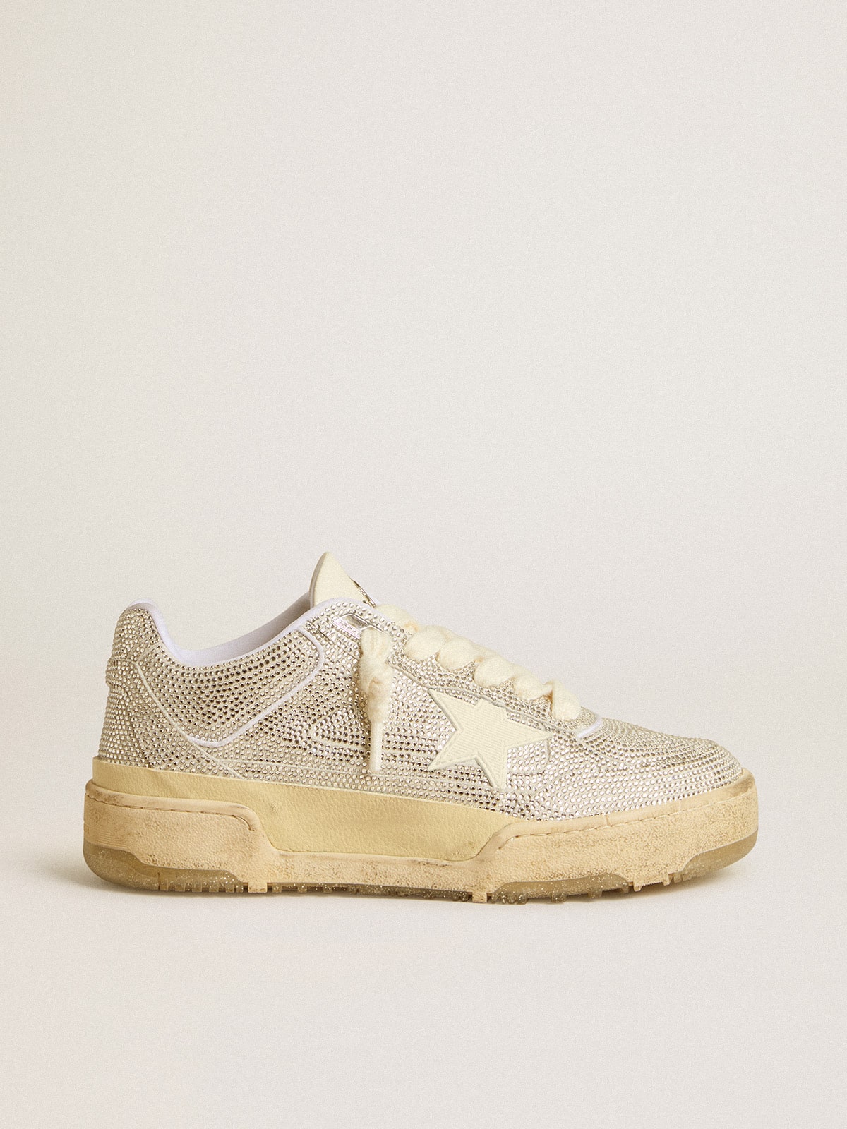 Golden Goose Women’s Forty2 in white leather and Swarovski crystals with white star