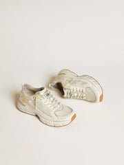 Golden Goose Women’s Lightstar in white leather and mesh with worn-white star