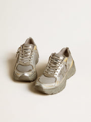 Golden Goose Women’s Lightstar in metallic leather and silver mesh with gray star