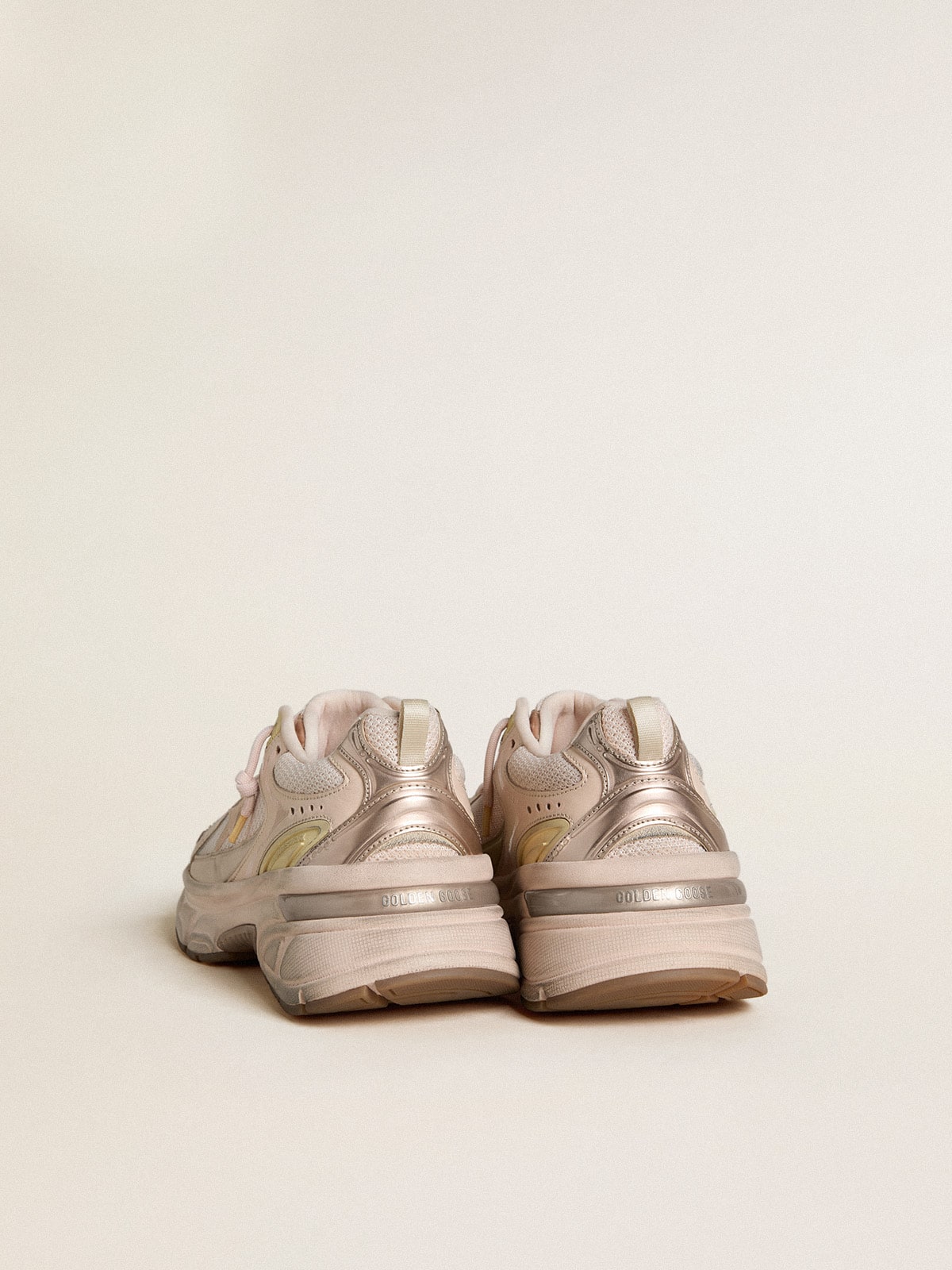 Golden Goose Women’s Lightstar with pink leather and mesh upper and pink star