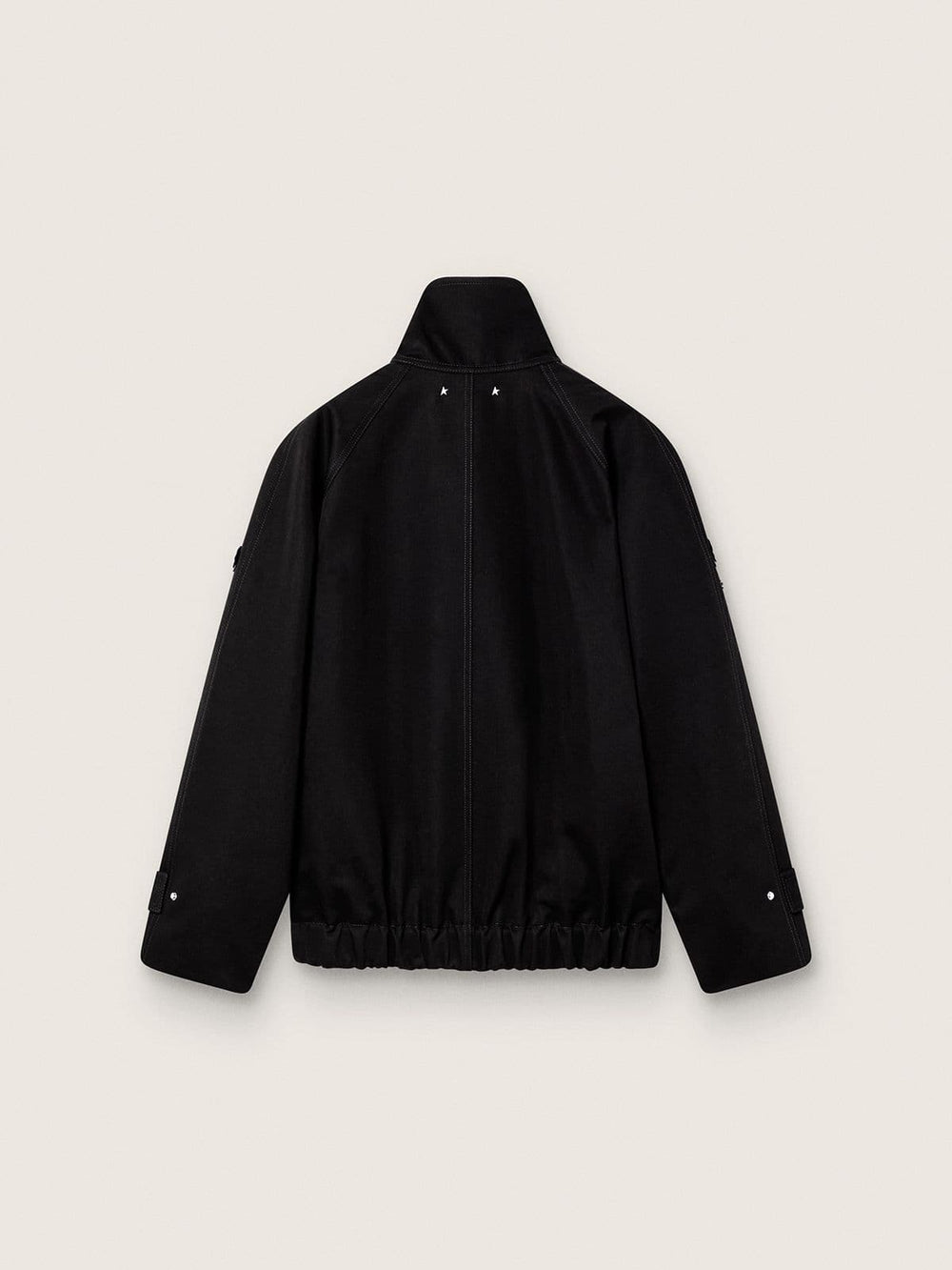 Golden Goose Women’s oversized jacket in black cotton twill with floral sequin embroidery