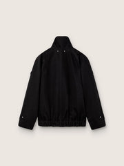 Golden Goose Women’s oversized jacket in black cotton twill with floral sequin embroidery