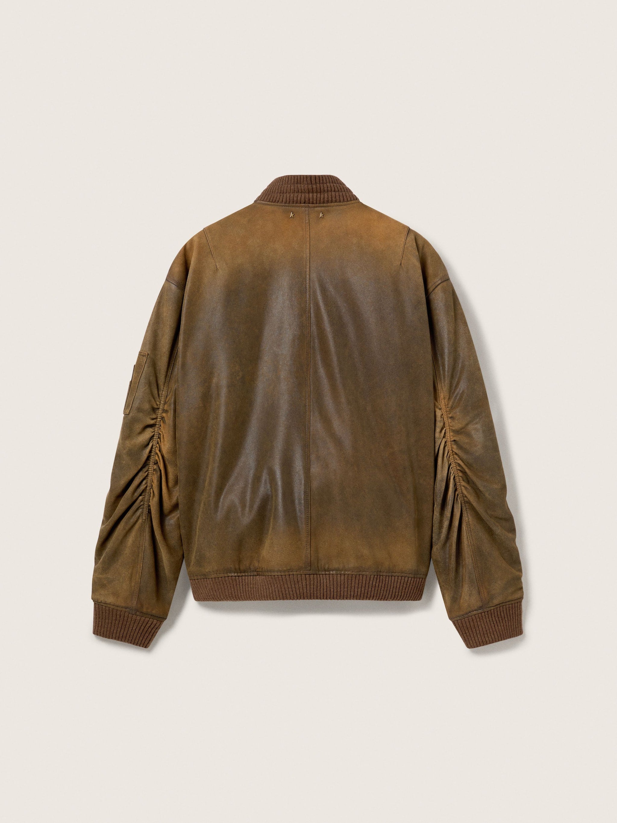 Golden Goose Brown leather biker jacket with a lived-in effect