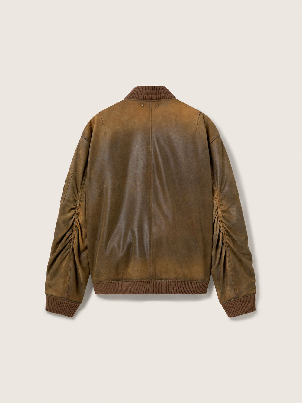 Golden Goose Brown leather biker jacket with a lived-in effect