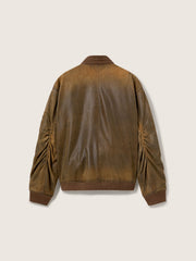 Golden Goose Brown leather biker jacket with a lived-in effect