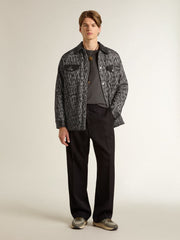 Golden Goose Gray herringbone jacket with black leather details
