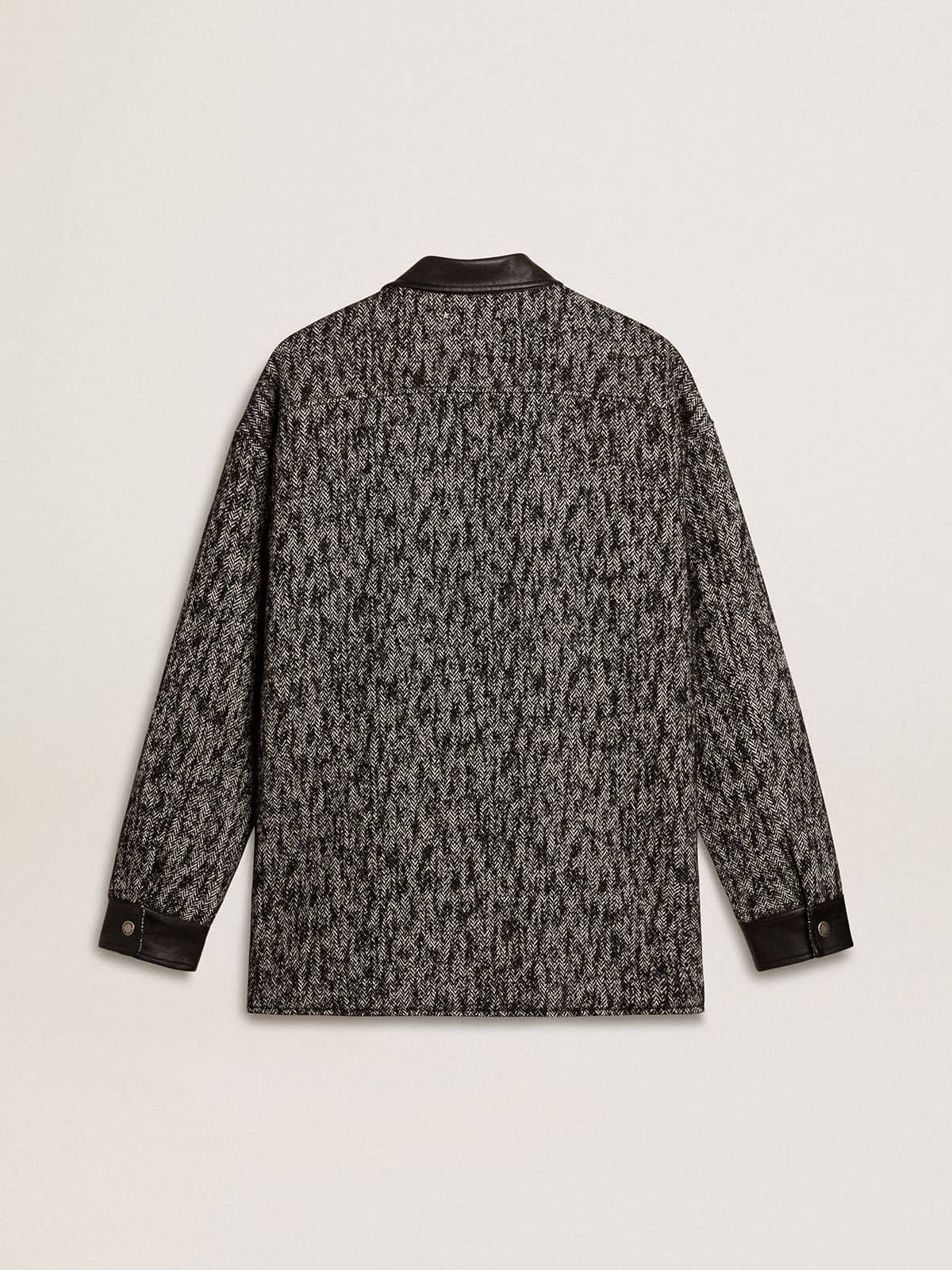 Golden Goose Gray herringbone jacket with black leather details
