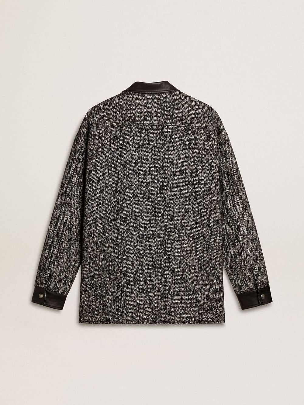 Golden Goose Gray herringbone jacket with black leather details