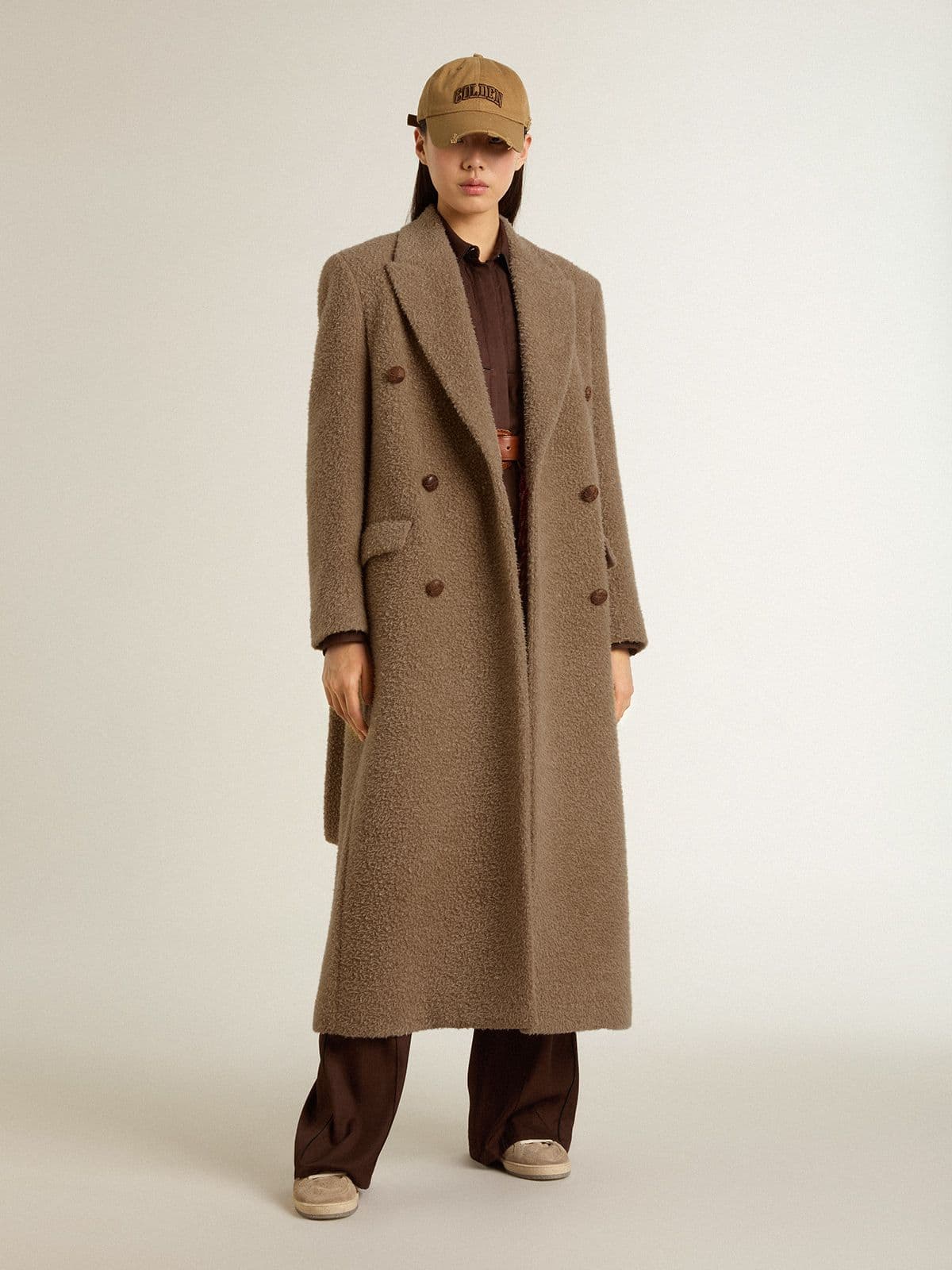 Golden Goose Women's double-breasted coat in a beige wool blend