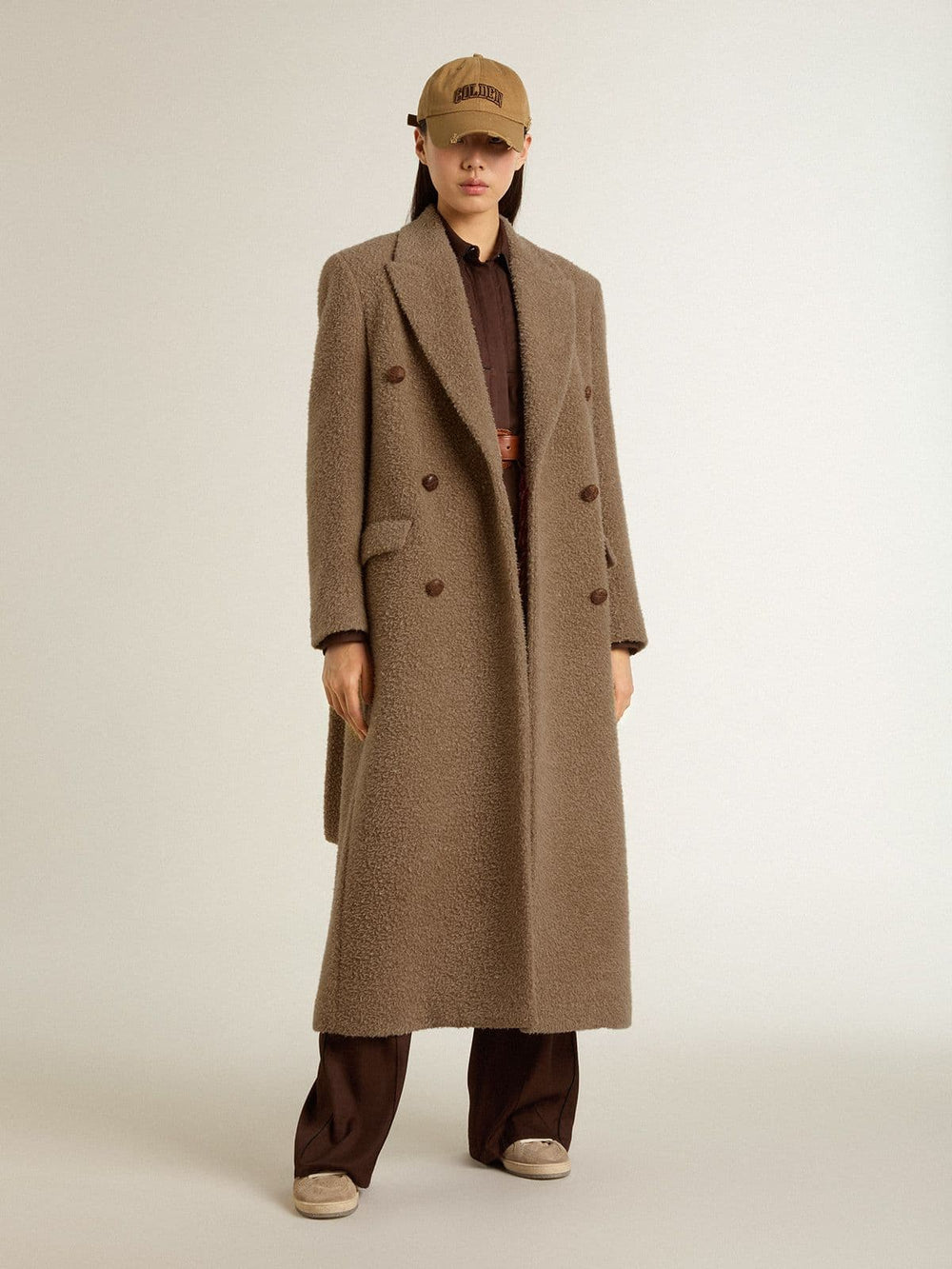 Golden Goose Women's double-breasted coat in a beige wool blend