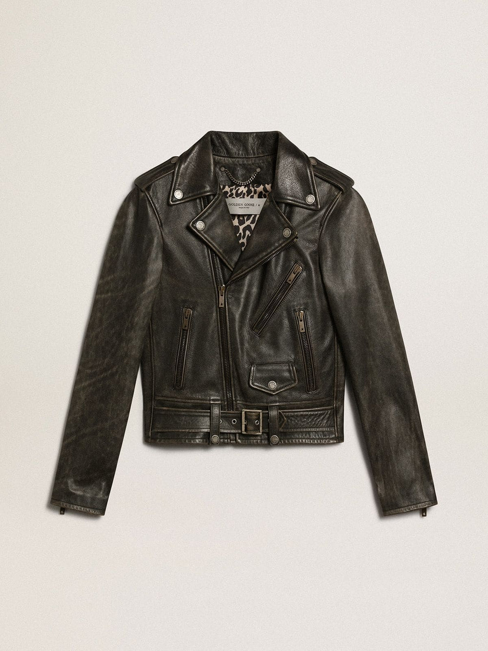 Golden Goose Women’s black leather biker jacket | Golden Goose