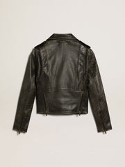 Golden Goose Women’s black leather biker jacket | Golden Goose