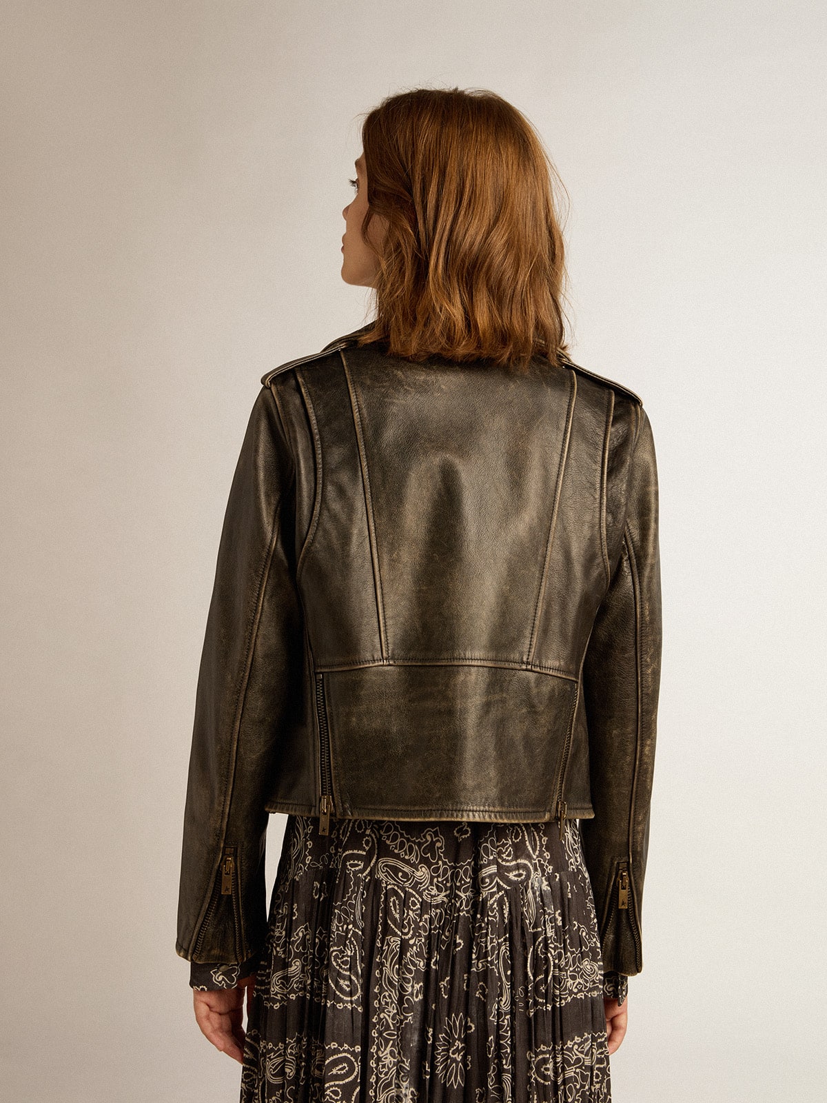 Golden Goose Women’s black leather biker jacket | Golden Goose