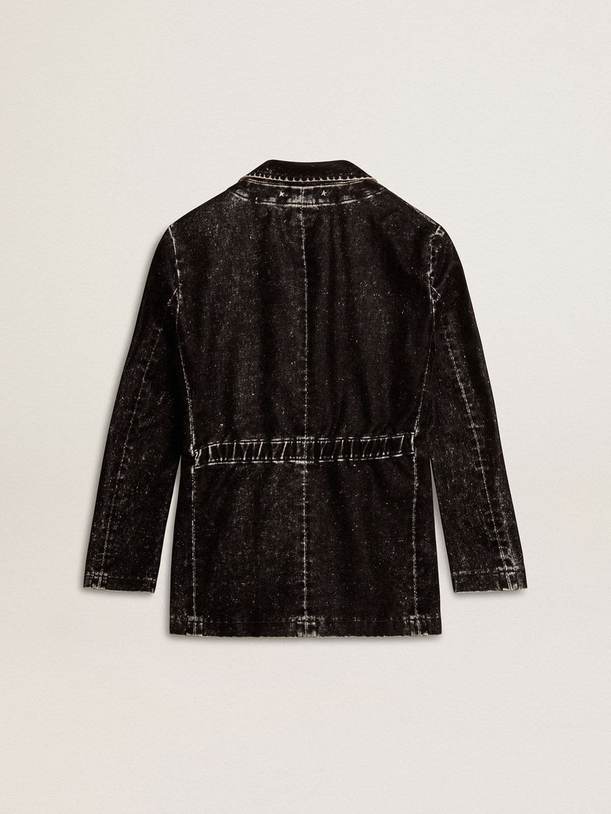 Golden Goose Women's black denim jacket with a velvet effect