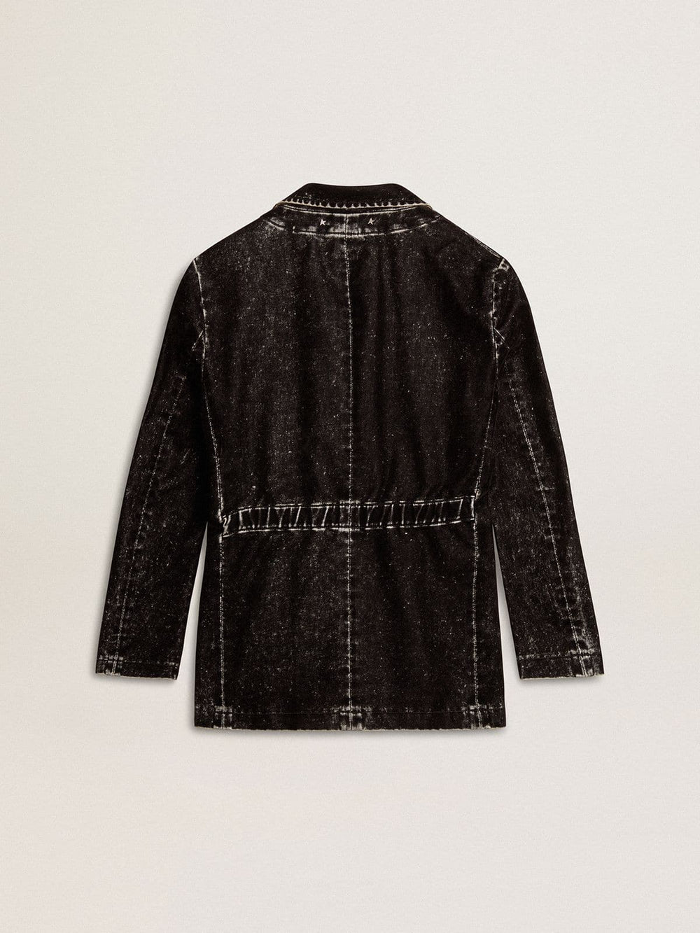 Golden Goose Women's black denim jacket with a velvet effect