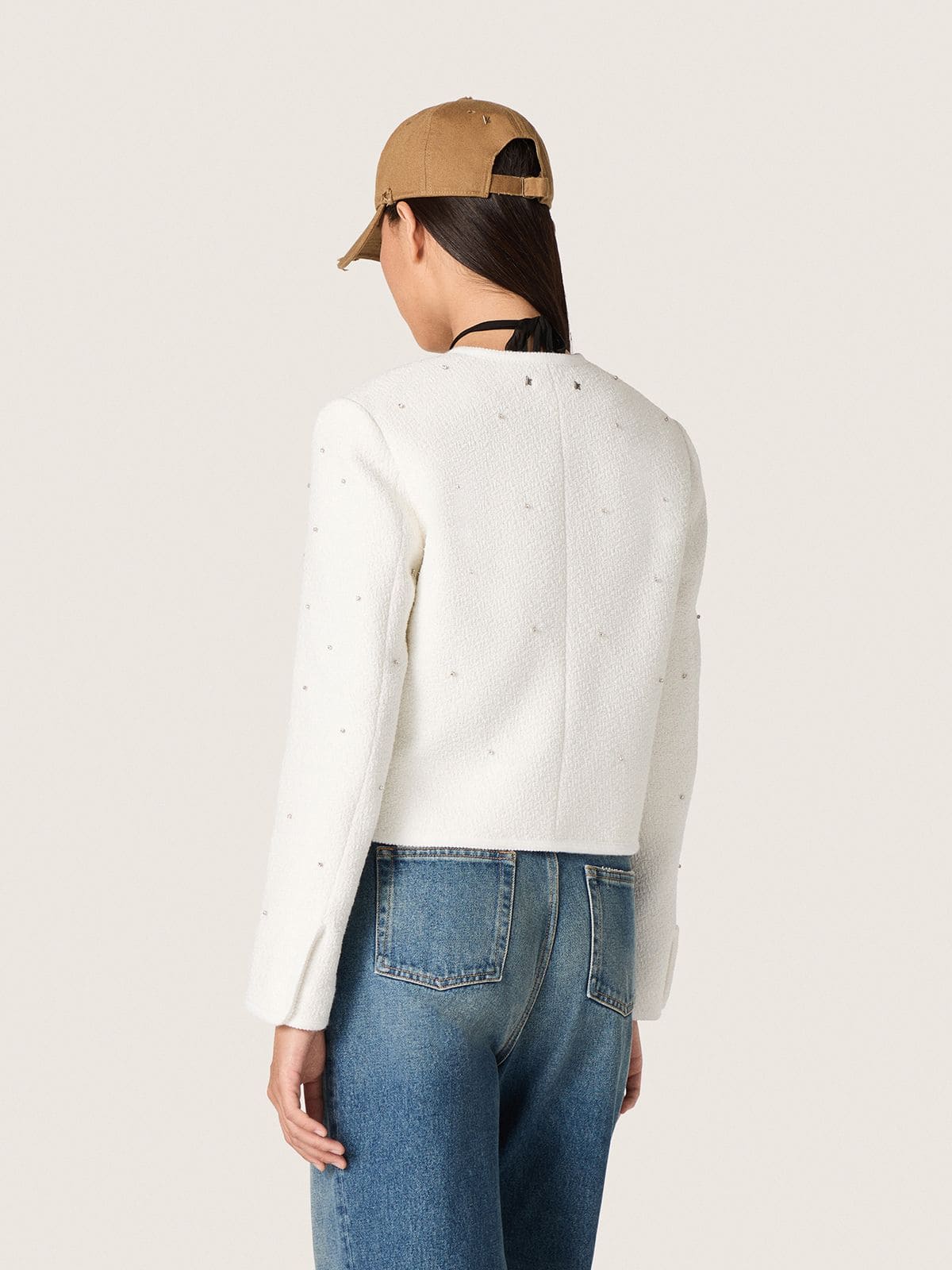 Golden Goose Women’s boxy jacket in bouclé cotton with all-over beads