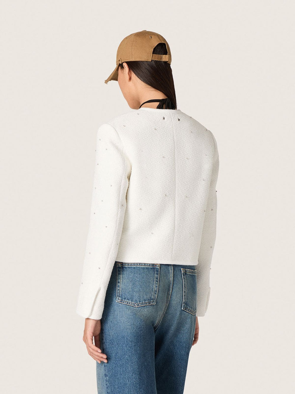 Golden Goose Women’s boxy jacket in bouclé cotton with all-over beads