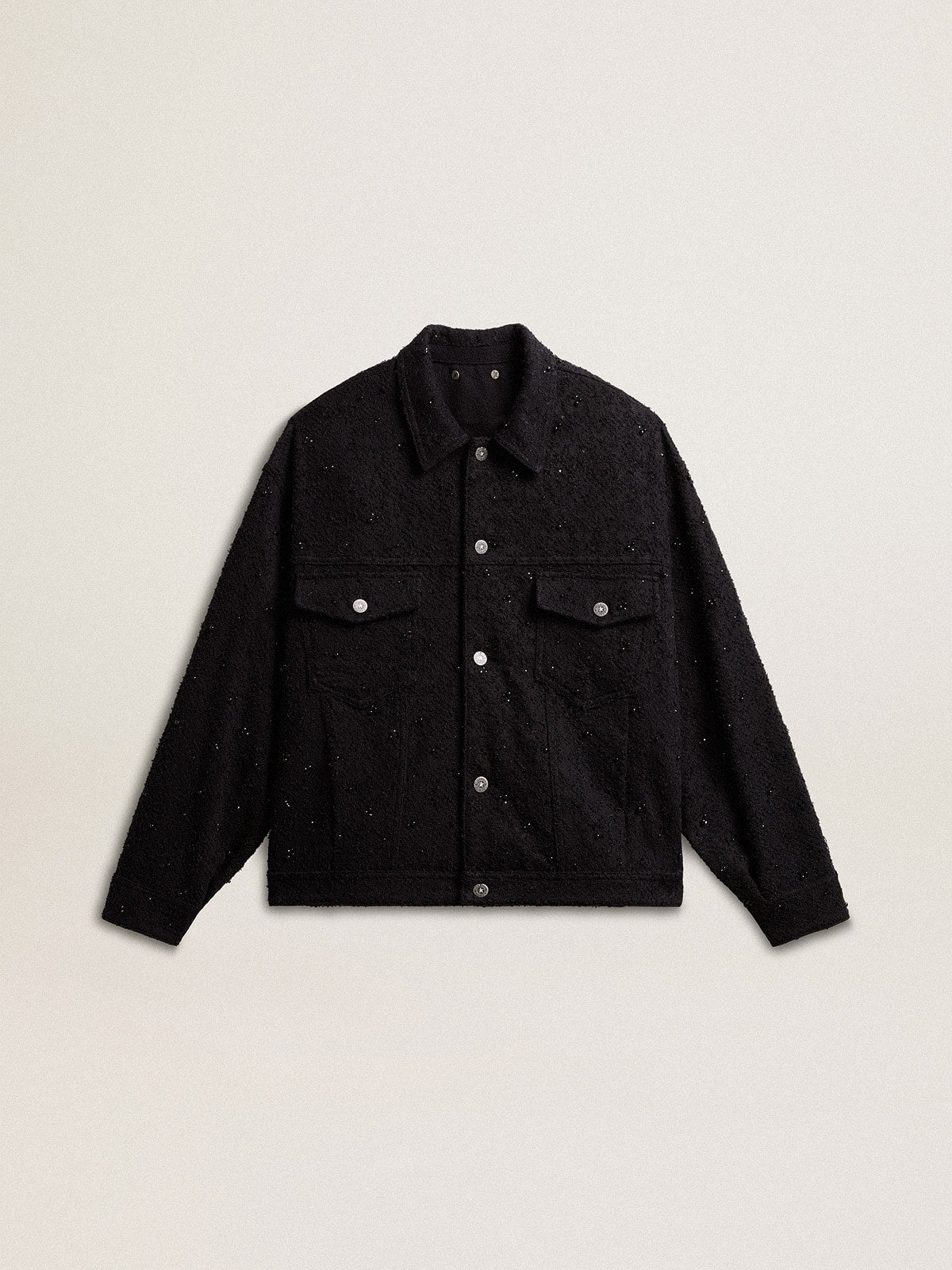 Golden Goose Women’s black denim jacket with embroidery