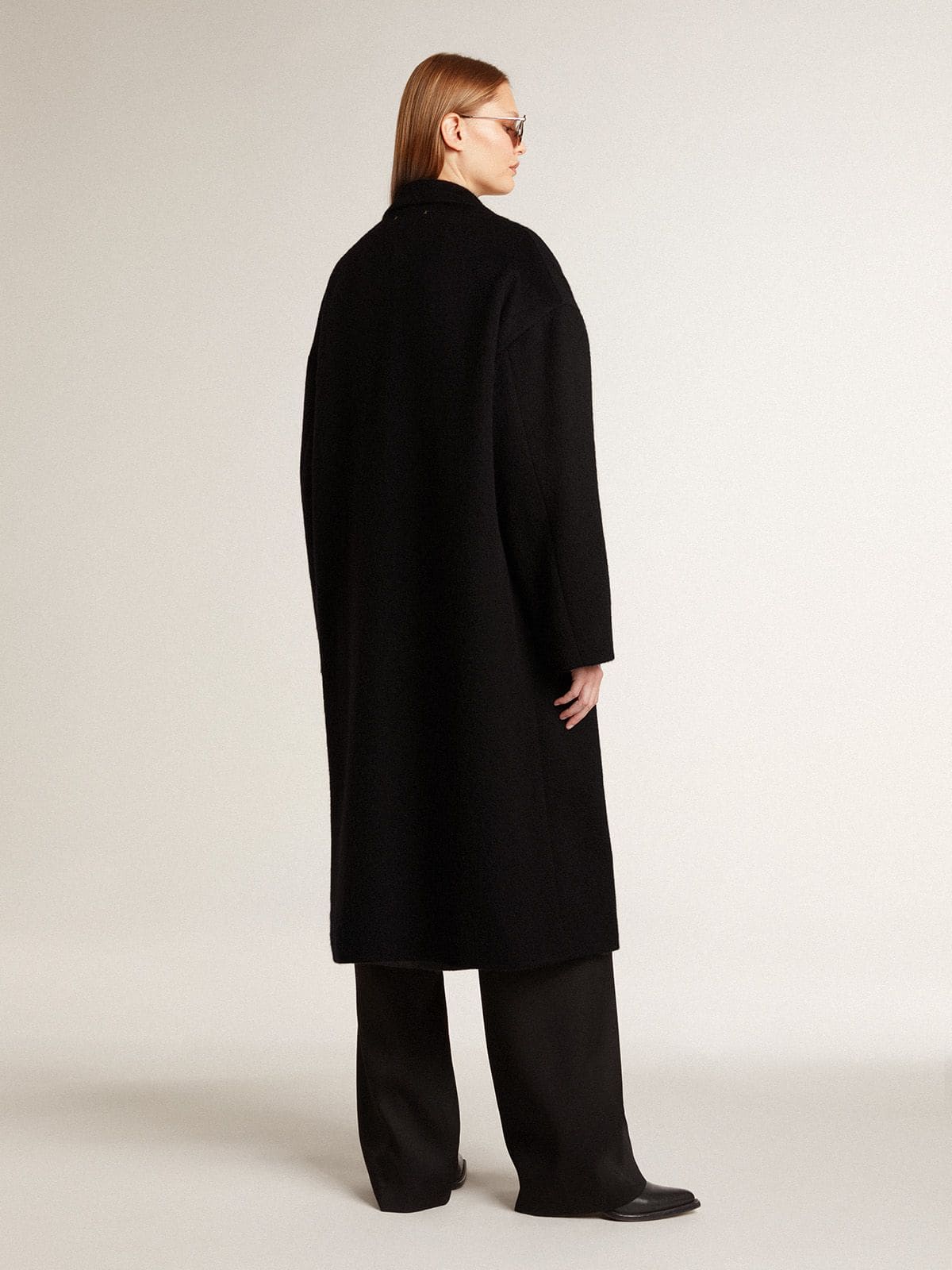 Golden Goose Women's single-breasted black cocoon coat