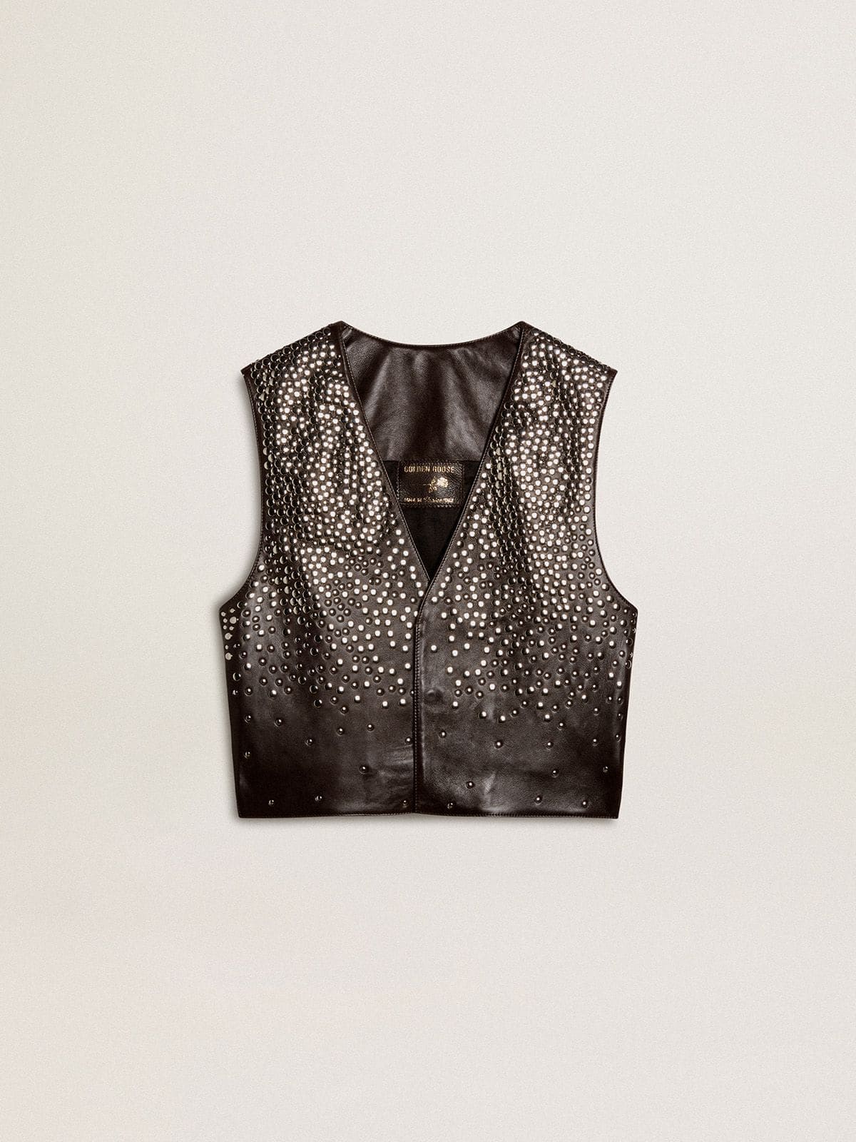 Golden Goose Women's black leather waistcoat with gradient-effect studs