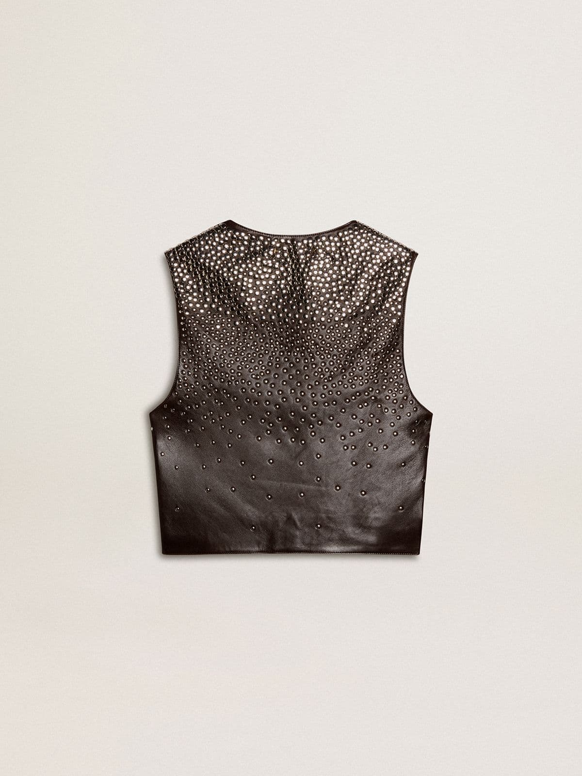Golden Goose Women's black leather waistcoat with gradient-effect studs