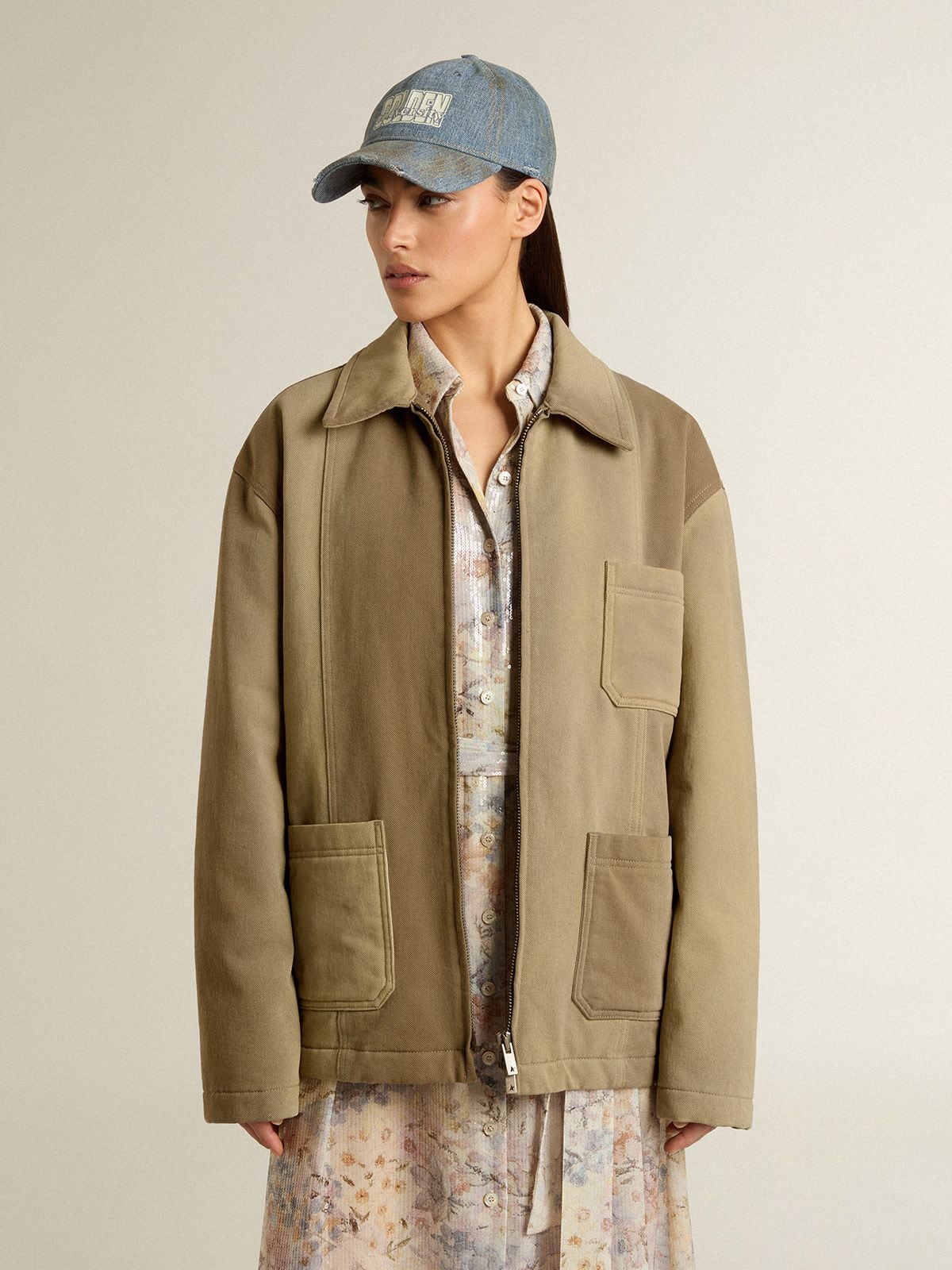 Golden Goose Unisex padded jacket in shades of khaki