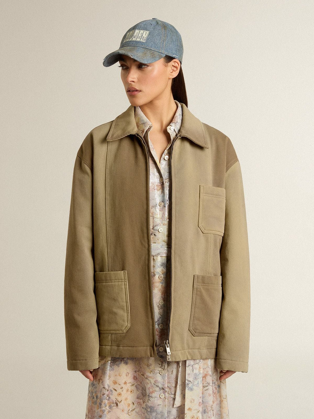 Golden Goose Unisex padded jacket in shades of khaki