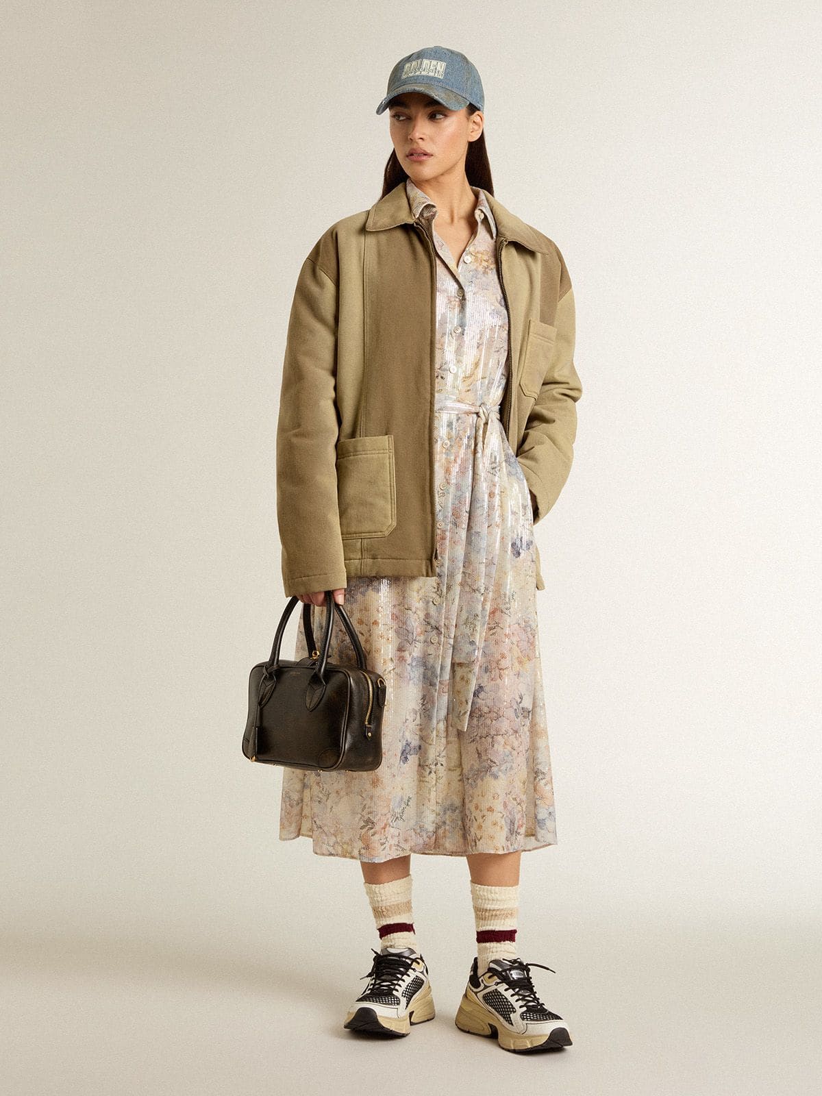 Golden Goose Unisex padded jacket in shades of khaki