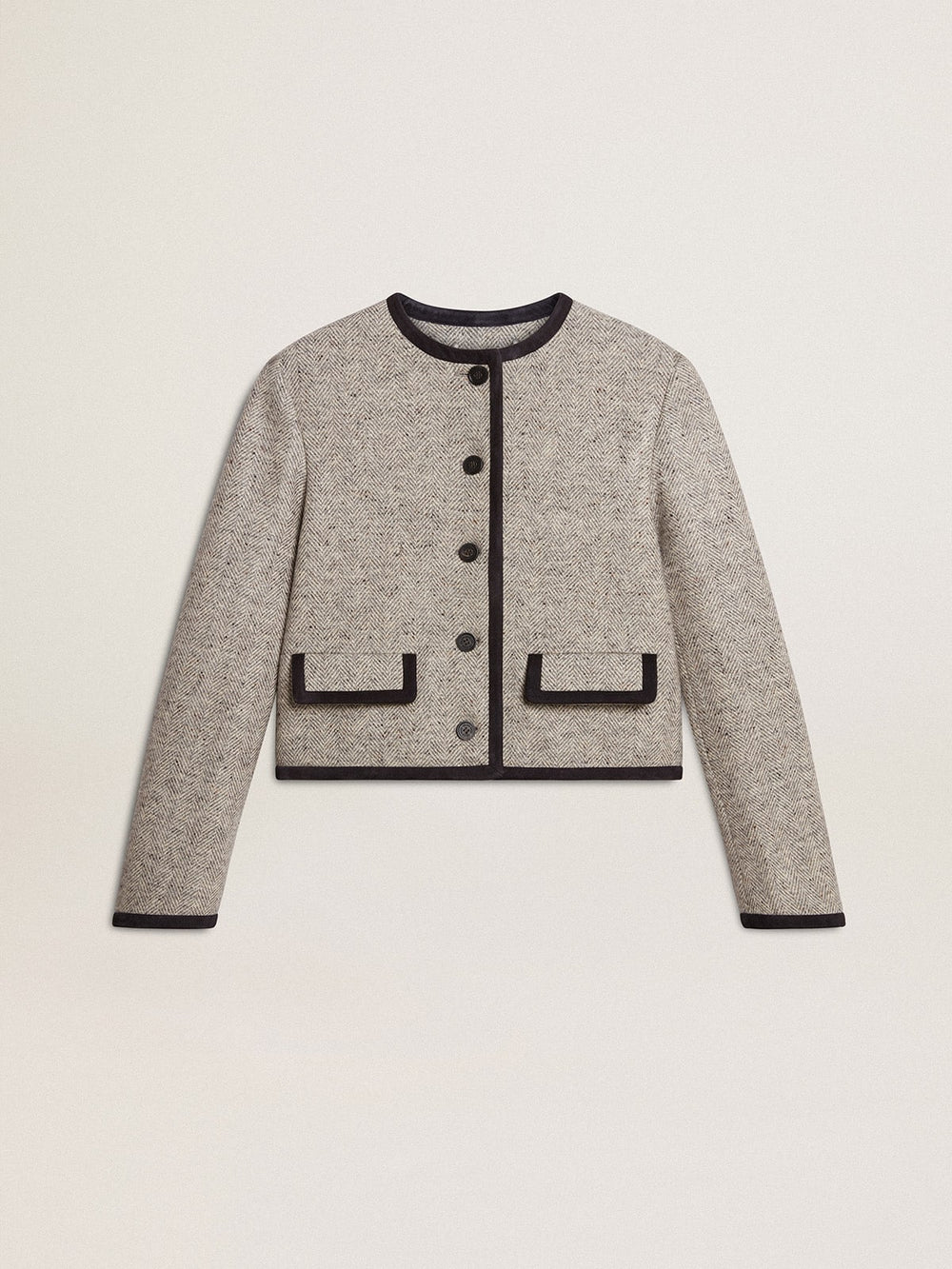 Golden Goose Women's grey wool and silk jacket with black suede trim