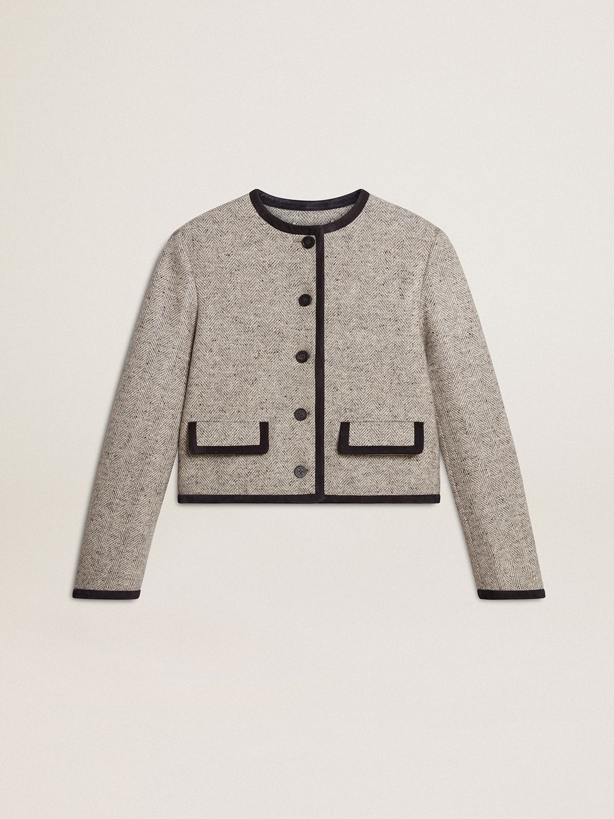Golden Goose Women's grey wool and silk jacket with black suede trim