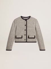 Golden Goose Women's grey wool and silk jacket with black suede trim