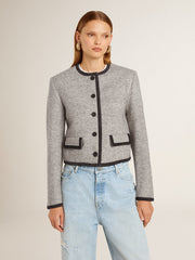 Golden Goose Women's grey wool and silk jacket with black suede trim
