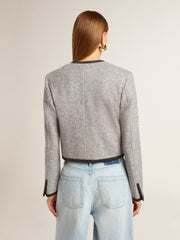 Golden Goose Women's grey wool and silk jacket with black suede trim
