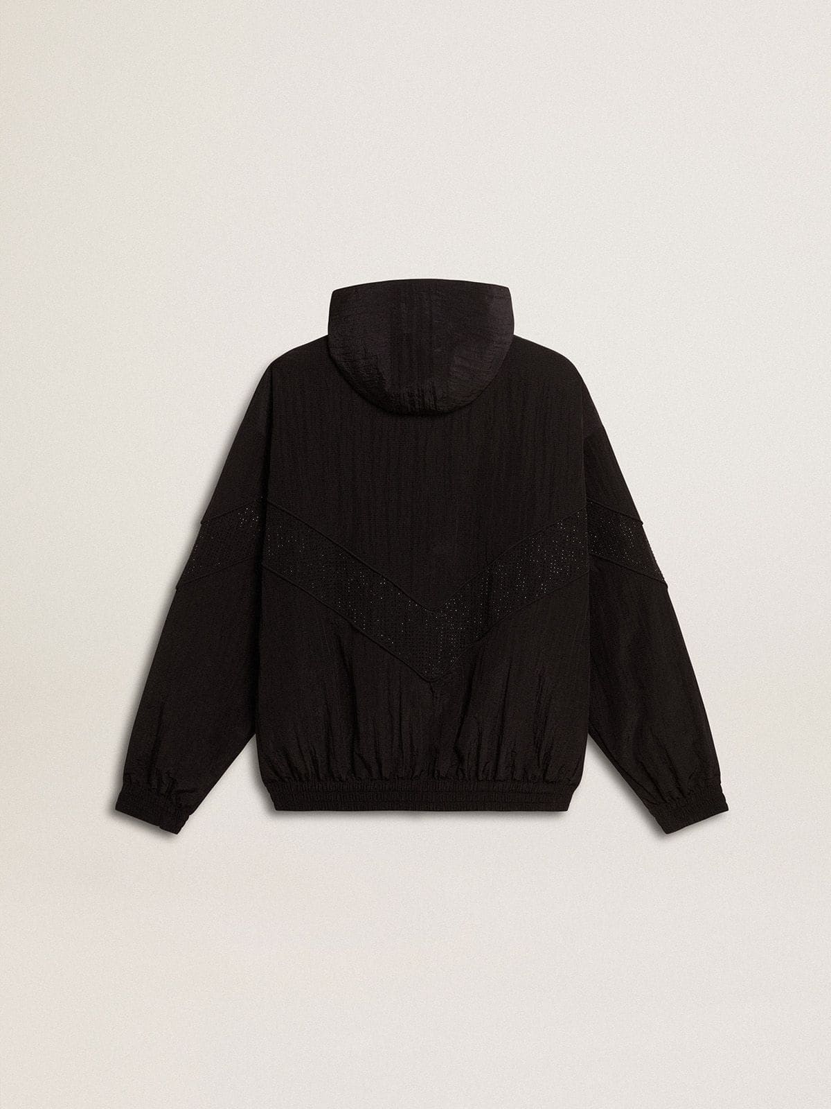 Golden Goose Women's windcheater in black nylon with tone-on-tone crystals