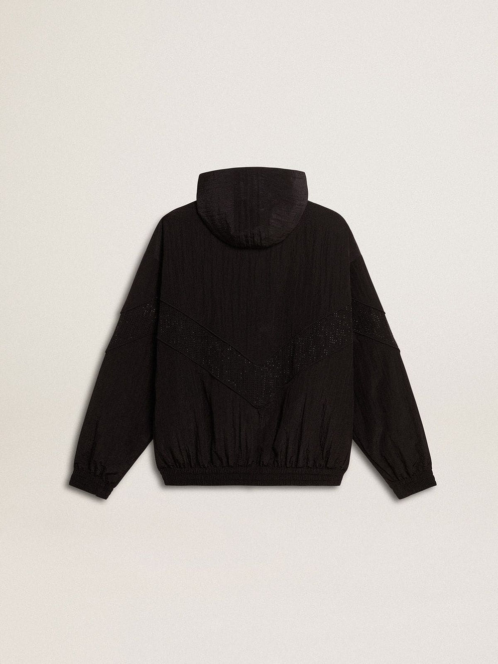 Golden Goose Women's windcheater in black nylon with tone-on-tone crystals