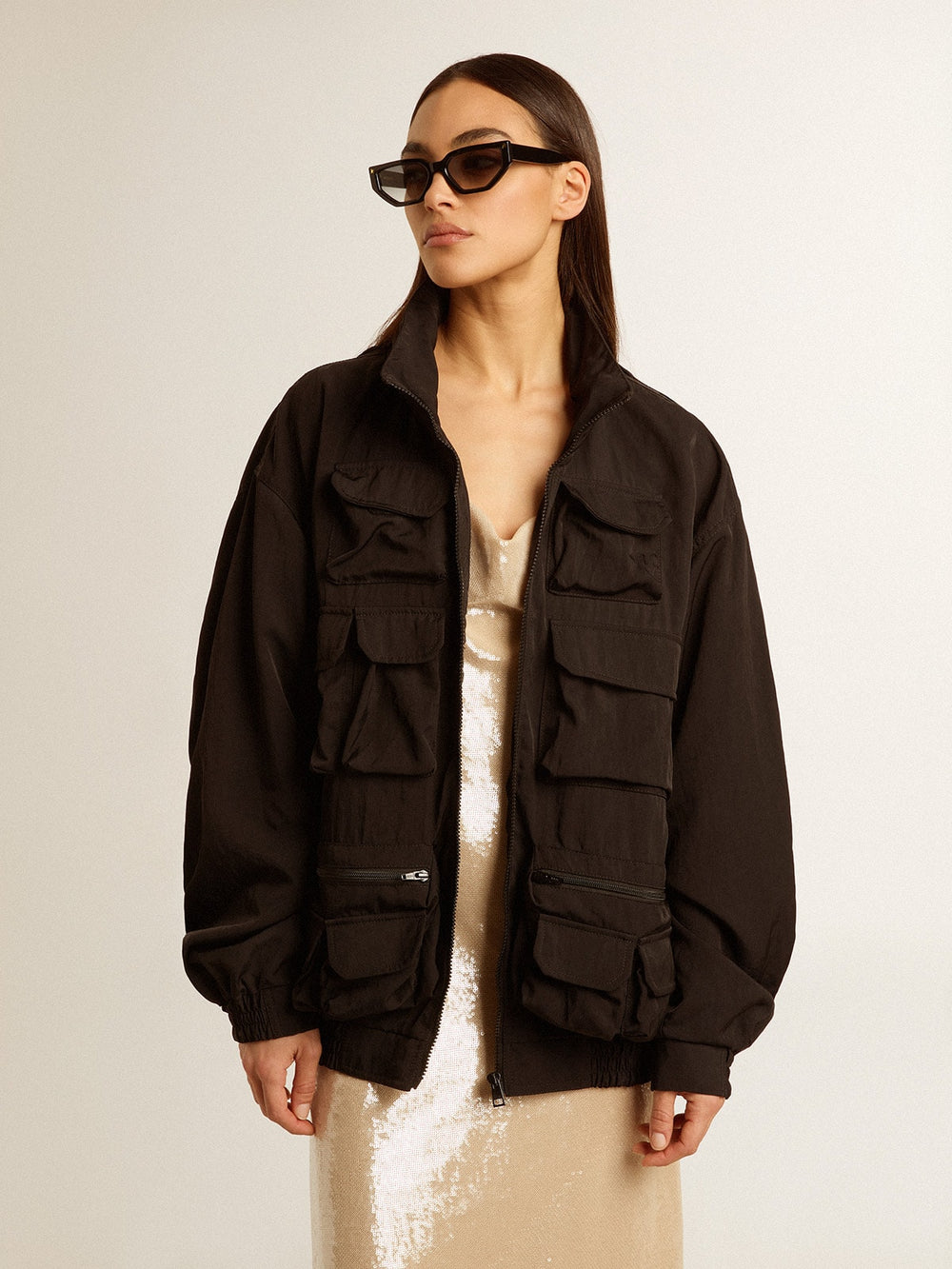 Golden Goose Black multi-pocket windcheater