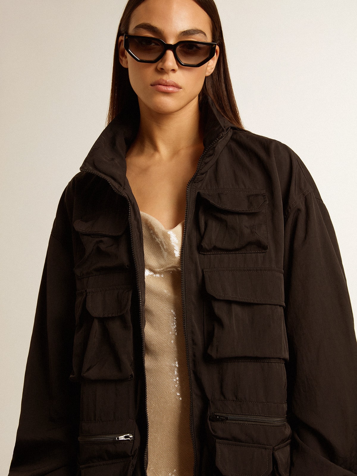 Golden Goose Black multi-pocket windcheater