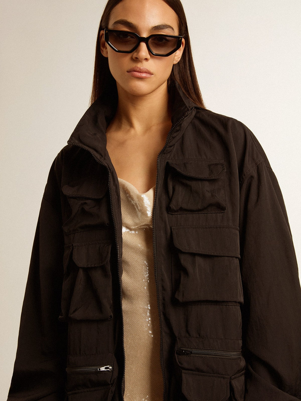 Golden Goose Black multi-pocket windcheater