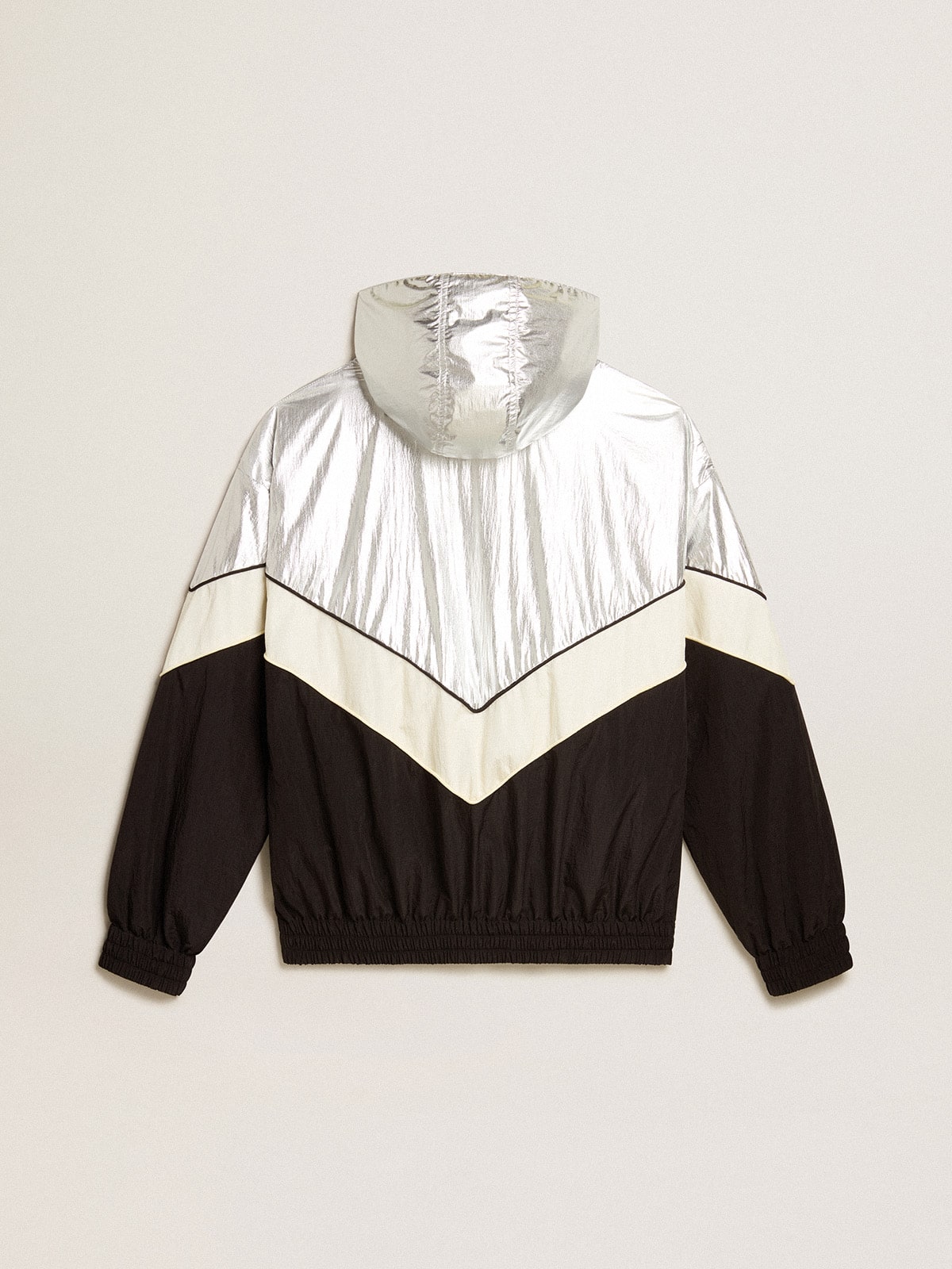 Golden Goose Women's windcheater in silver and black technical fabric