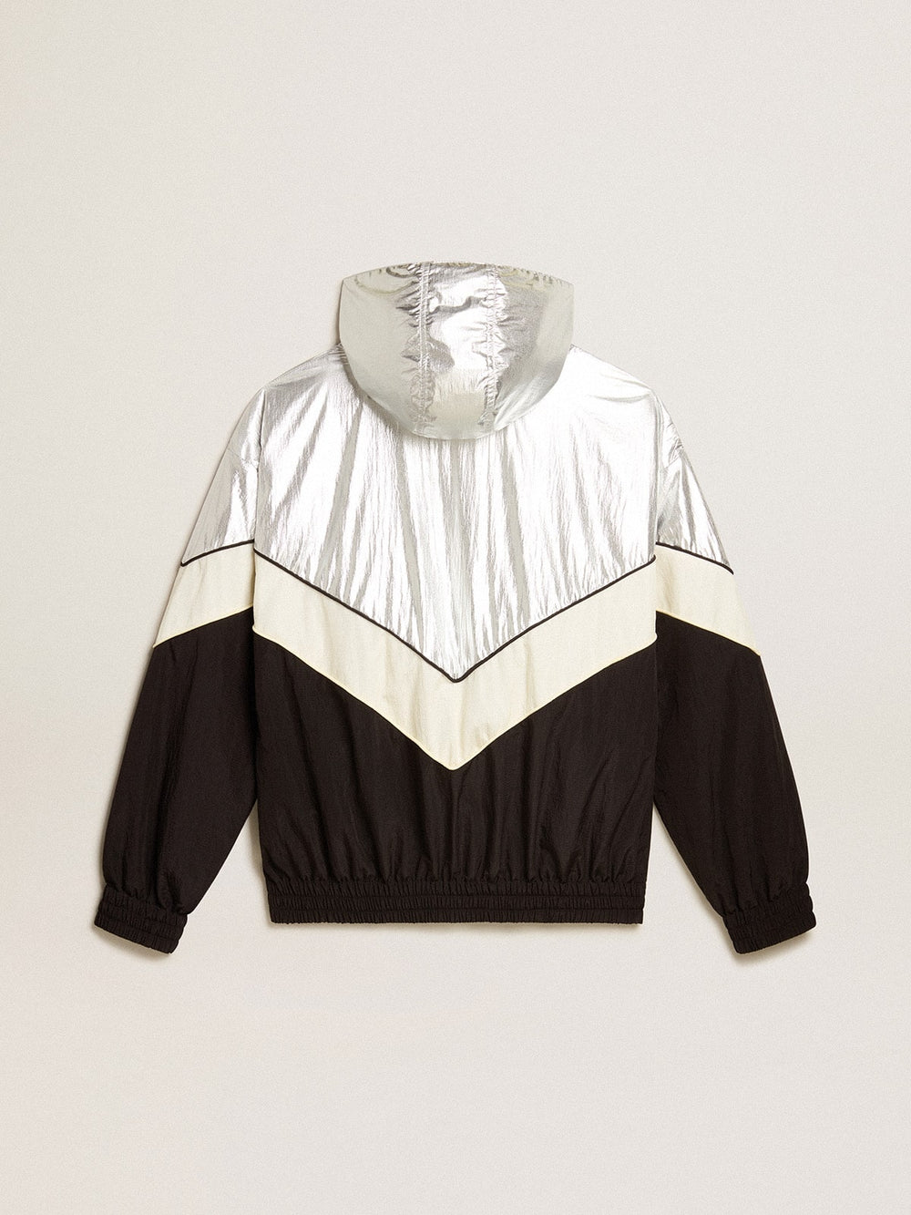 Golden Goose Women's windcheater in silver and black technical fabric