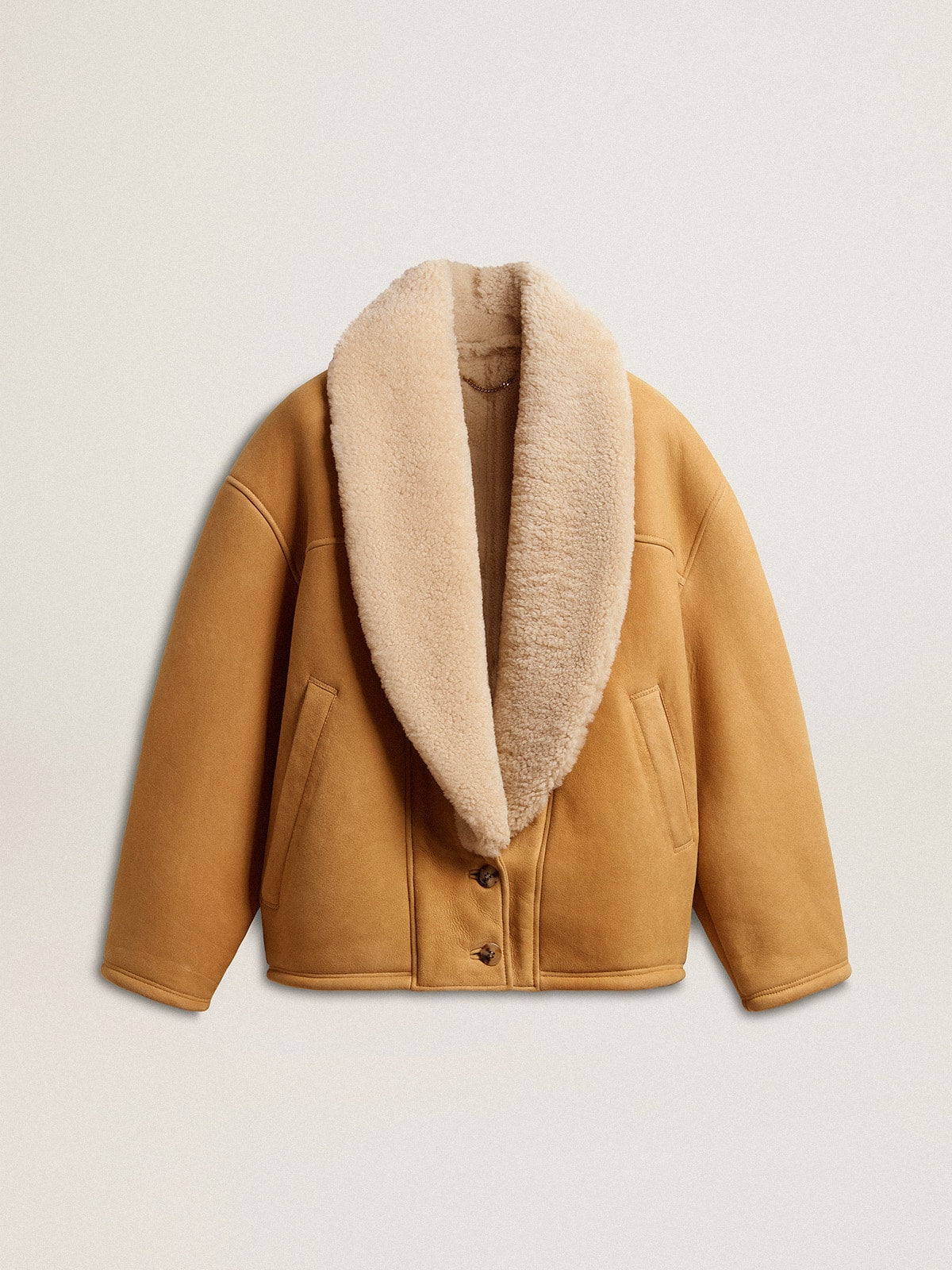 Golden Goose Women's sheepskin jacket with a wide shearling shawl collar