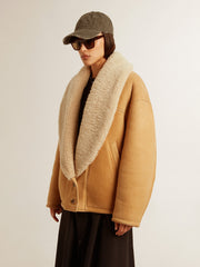 Golden Goose Women's sheepskin jacket with a wide shearling shawl collar