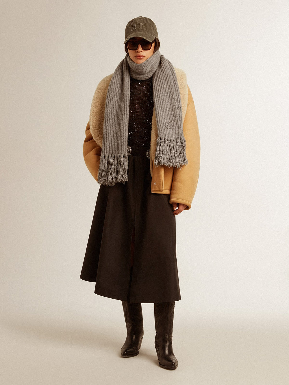Golden Goose Women's sheepskin jacket with a wide shearling shawl collar