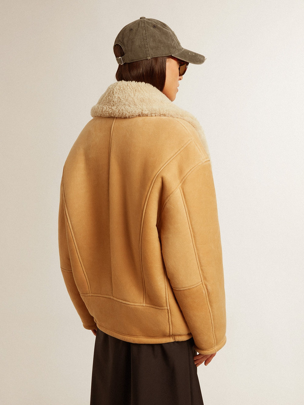 Golden Goose Women's sheepskin jacket with a wide shearling shawl collar