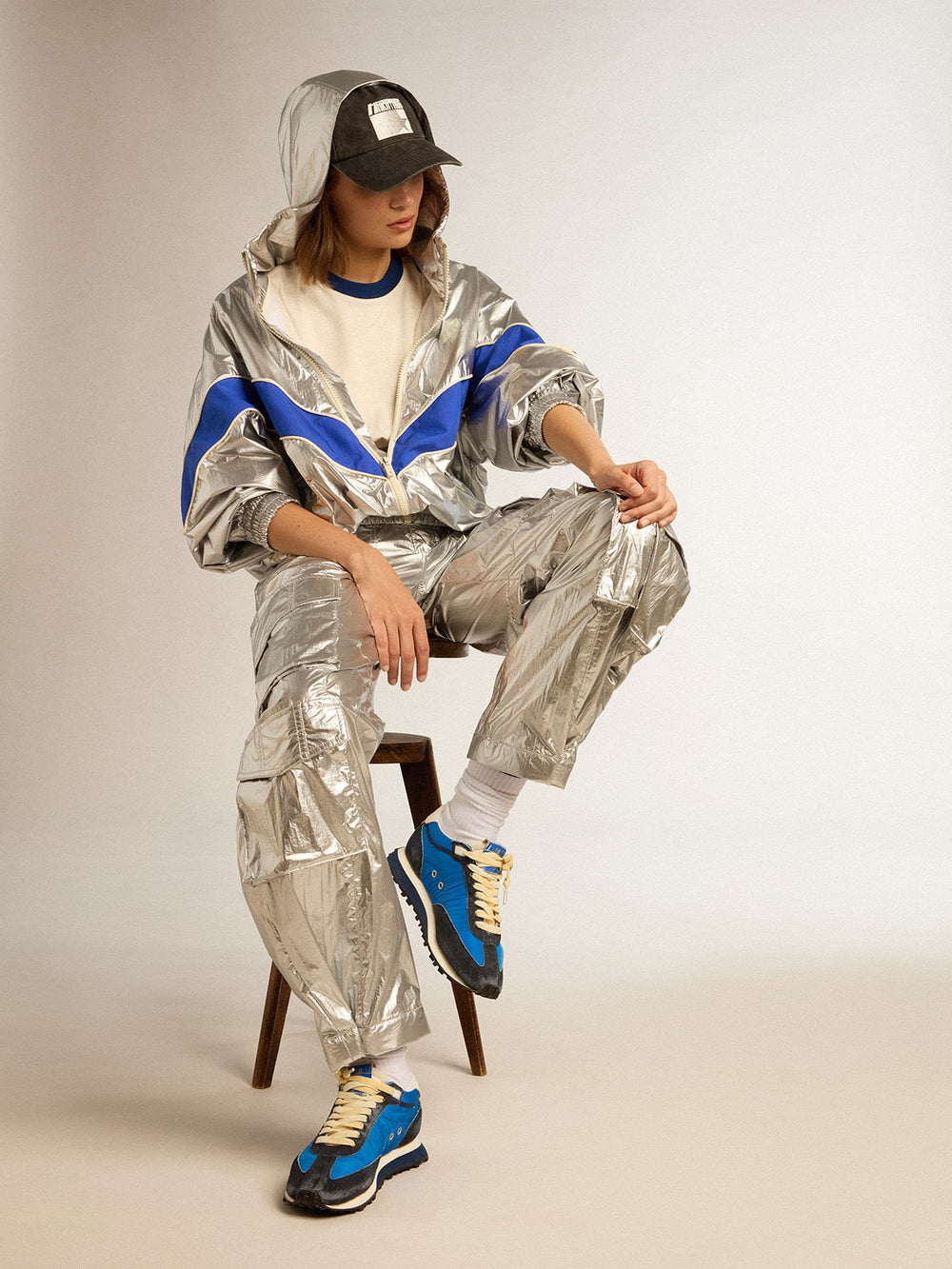 Golden Goose Women’s windcheater in silver technical fabric