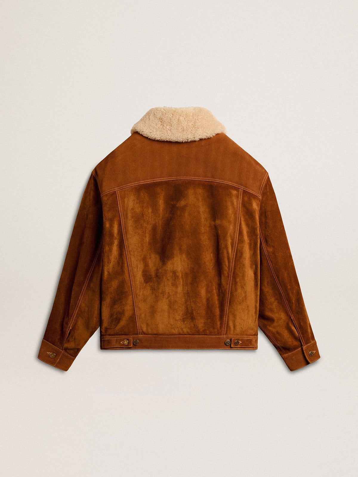 Golden Goose Women's jacket in tobacco-colored split leather with a shearling collar
