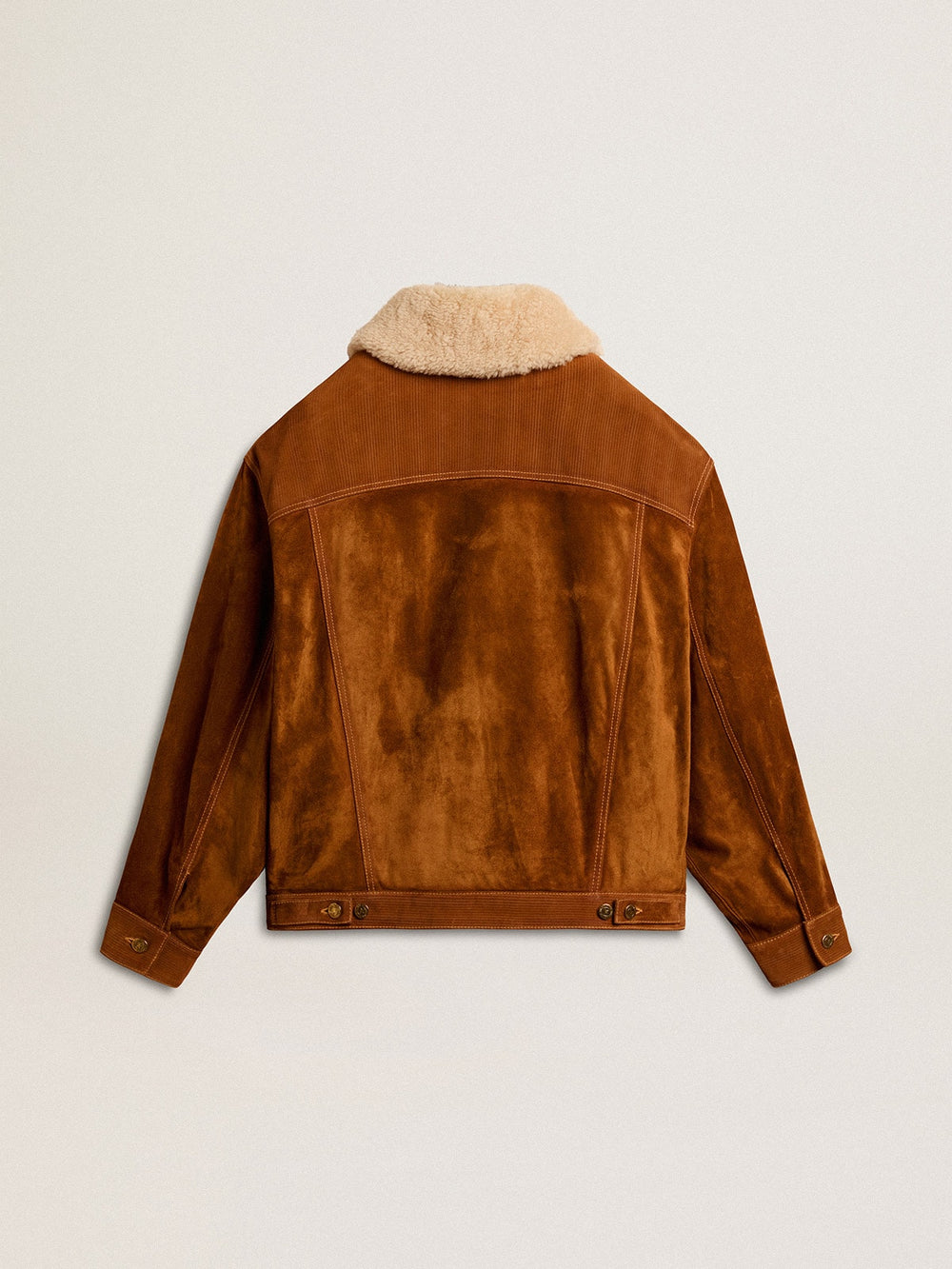 Golden Goose Women's jacket in tobacco-colored split leather with a shearling collar