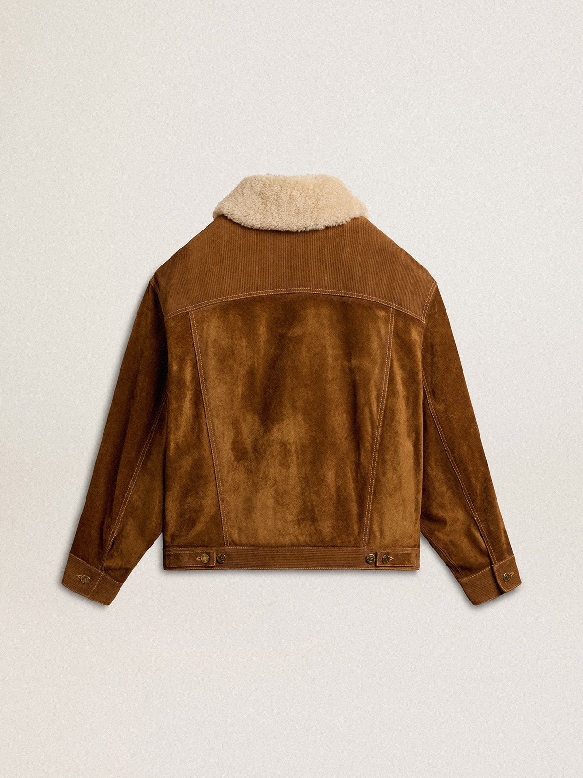 Golden Goose Women's jacket in tobacco-colored split leather with a shearling collar