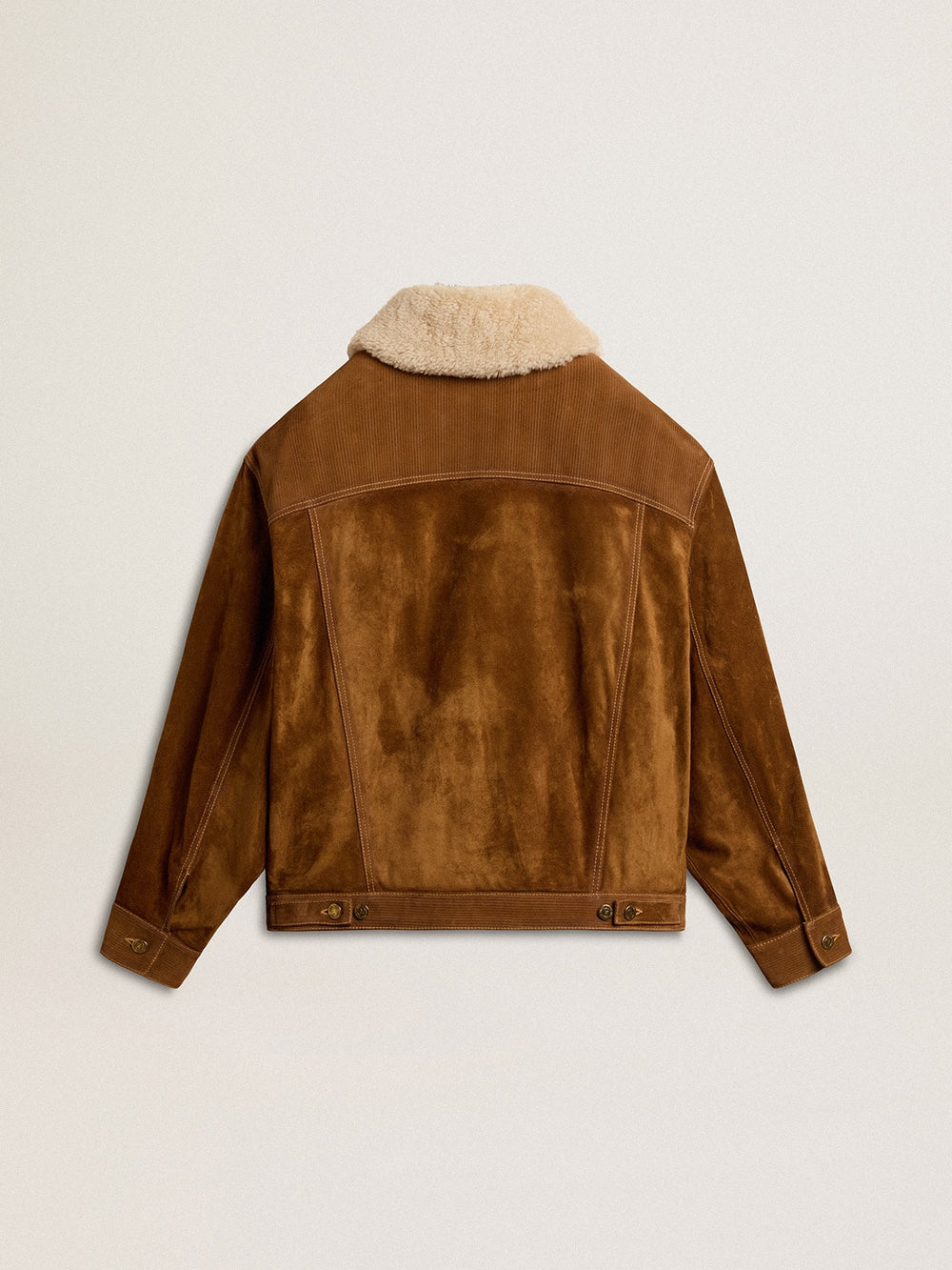 Golden Goose Women's jacket in tobacco-colored split leather with a shearling collar
